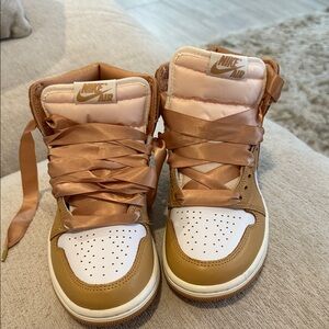 Nike Women's Jordan’s  Brown and White hi top Sneakers